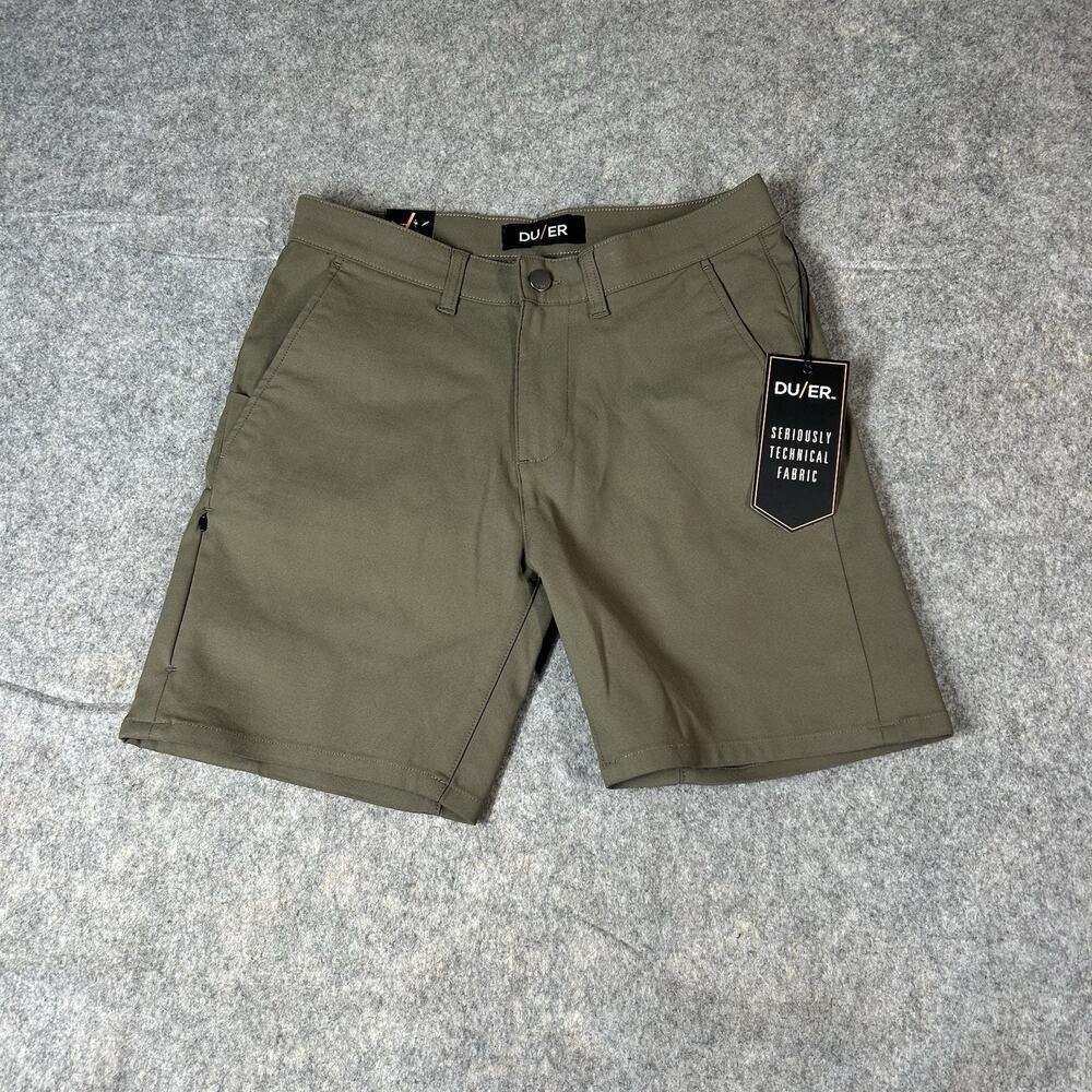 Du/er Nustretch Chino Short Mens 30 Thyme Green Workwear Cotton Carpenter
